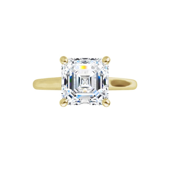 360 Video for 2 CT Asscher Solitaire Diamond Engagement Ring For Women on yellow gold