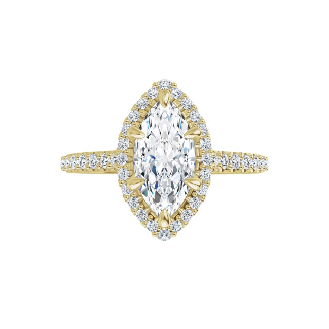 360 Video for Halo Style Accented Marquise Diamond Engagement Ring on yellow gold