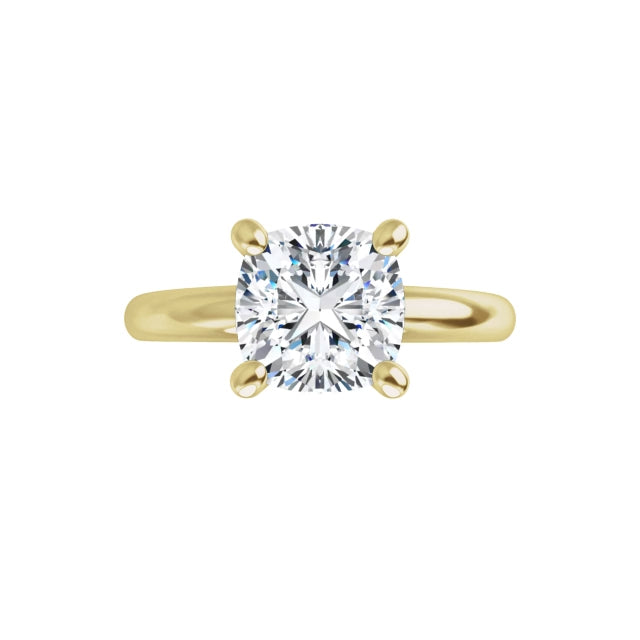 360 Video for 2 CT Cushion cut diamond solitaire engagement ring for women on yellow gold