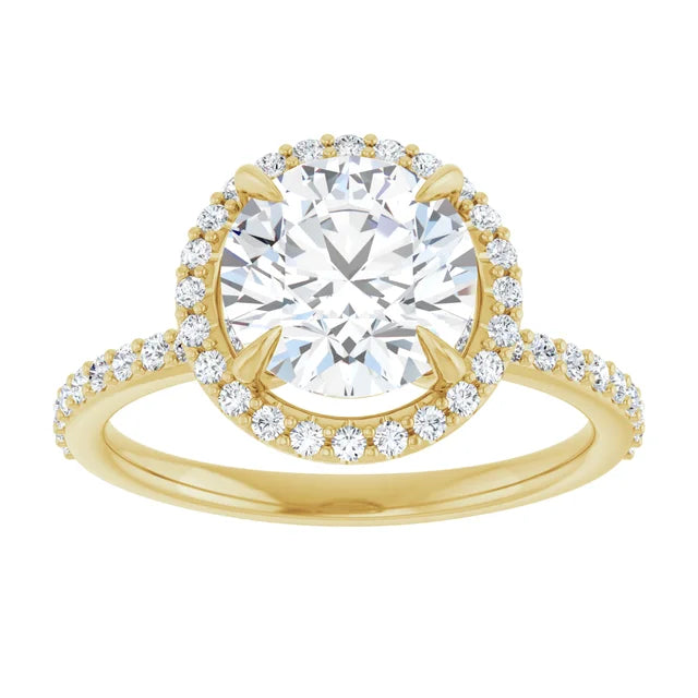 Halo Style Lab Grown Round Diamond Engagement Ring