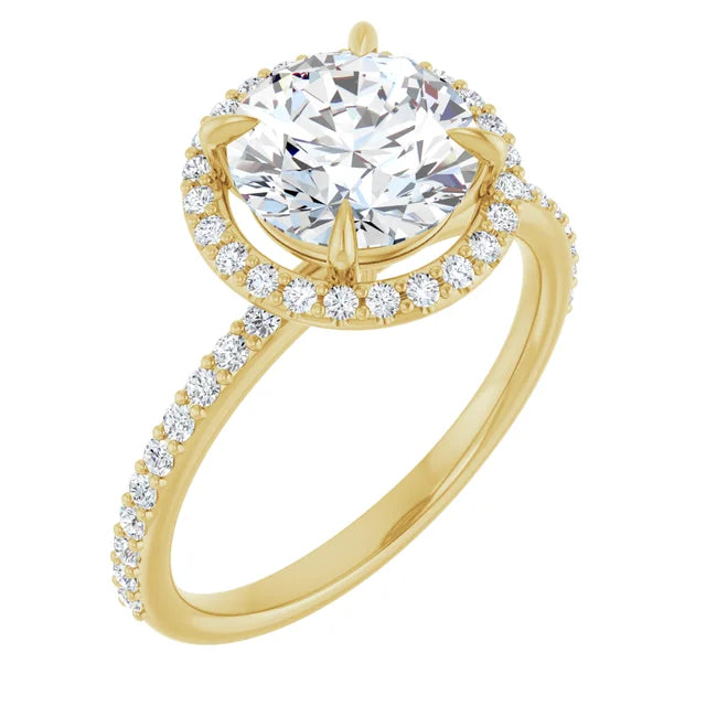 Halo Style Lab Grown Round Diamond Engagement Ring