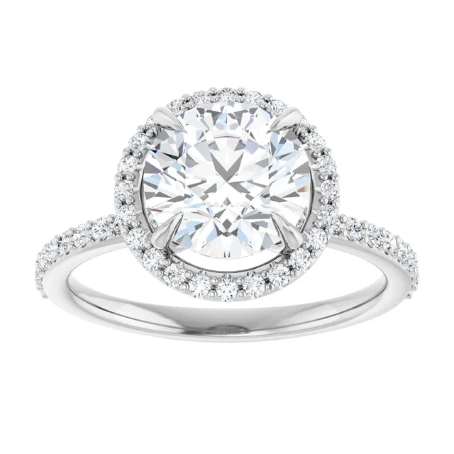 Halo Style Lab Grown Round Diamond Engagement Ring