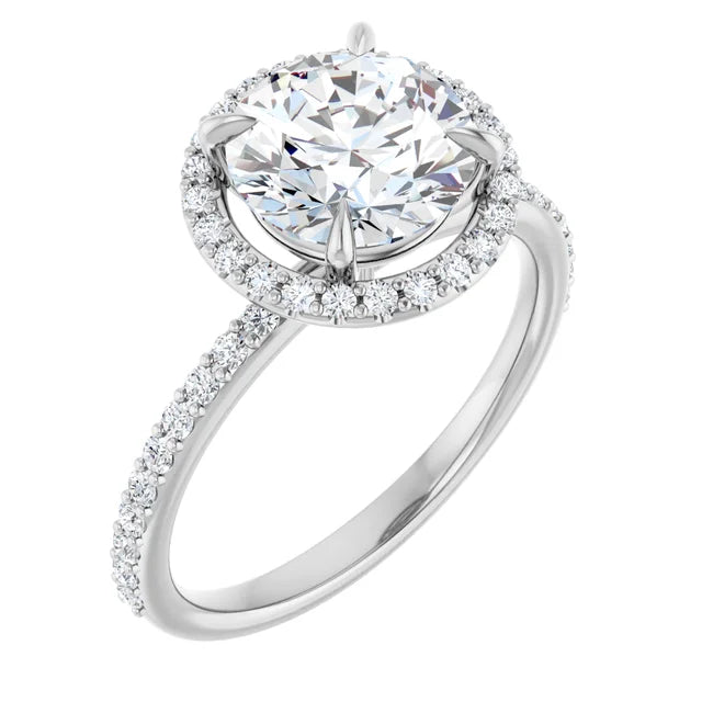 Halo Style Lab Grown Round Diamond Engagement Ring