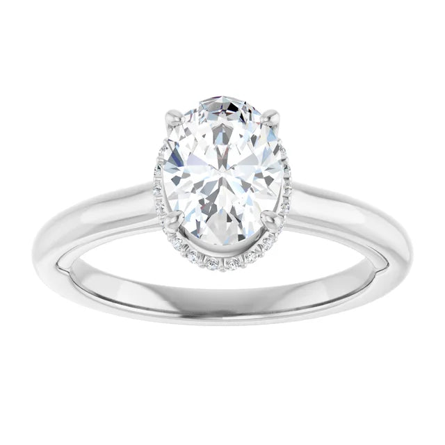 Oval Diamond Engagement Ring on white gold 