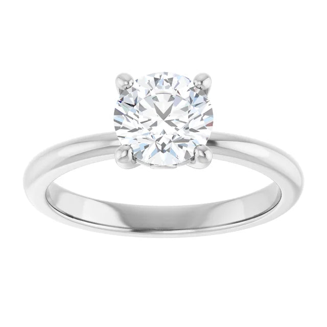 1 Carat Lab Grown Round Diamond Solitaire Engagement Ring White Gold Showing Center Stone 