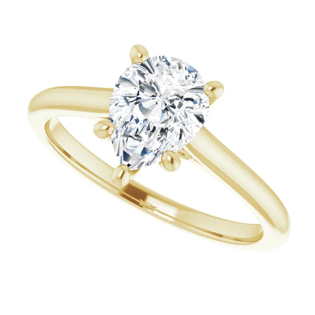 1 CT Pear Solitaire Diamond Engagement for women yellow gold picture from the side 