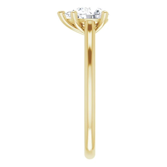 1 CT Pear Solitaire Diamond Engagement for women on yellow gold showing shank