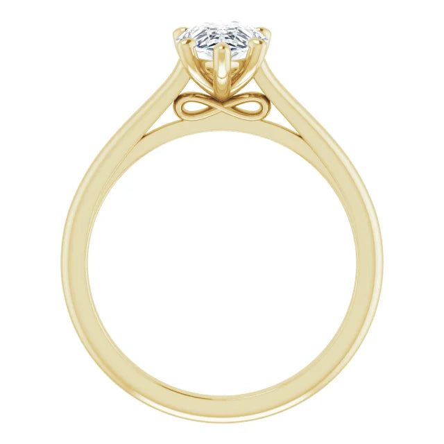 1 CT Pear Solitaire Diamond Engagement for women yellow gold showing under gallery 