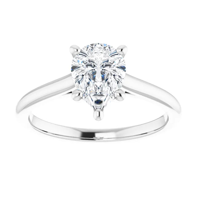 1 CT Pear Solitaire Diamond Engagement for women on white gold showing center stone 