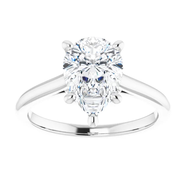 2 CT Pear Solitaire Diamond Engagement for women white gold 