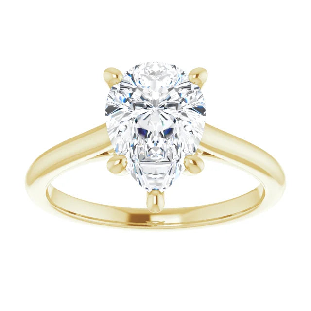 2 CT Pear Solitaire Diamond Engagement for women yellow gold